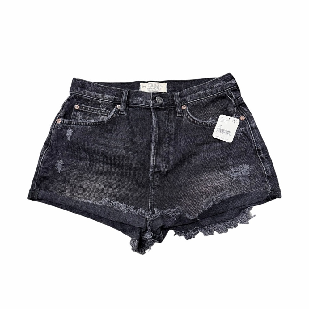 We The Free Black Distressed High-Rise Jean Shorts